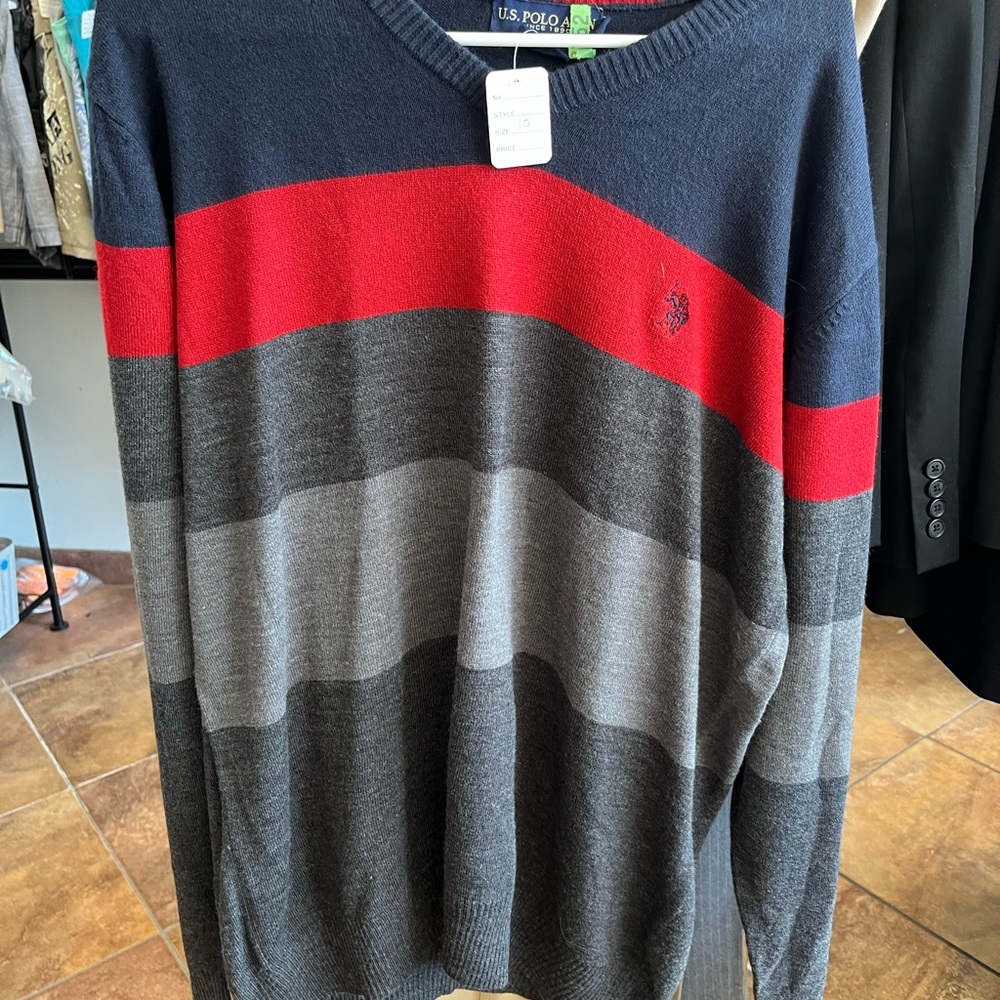 U.S. Polo Assn. Men's V-Neck Sweater - Red, Gray, Black